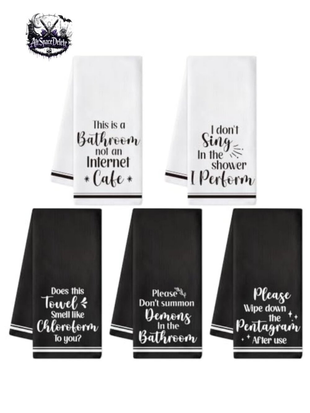 5 Pack Gothic Kitchen Dish Towels Polyester Absorbent Hand Towels